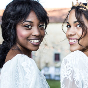 Corrina Tough Photography Chateau Cambayrac, Autumn Wedding with fresh shimmering makeup on models Ornella and Oceane