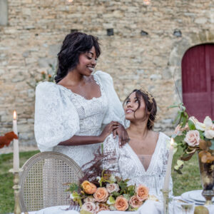 Corrina Tough Photography Chateau Cambayrac, Autumn Wedding table with dresses by Katya Katya London