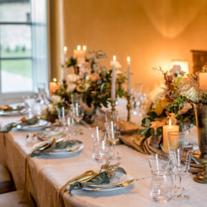 Corrina Tough Photography Chateau Cambayrac, Autumn Wedding table inside chateau with candlelight